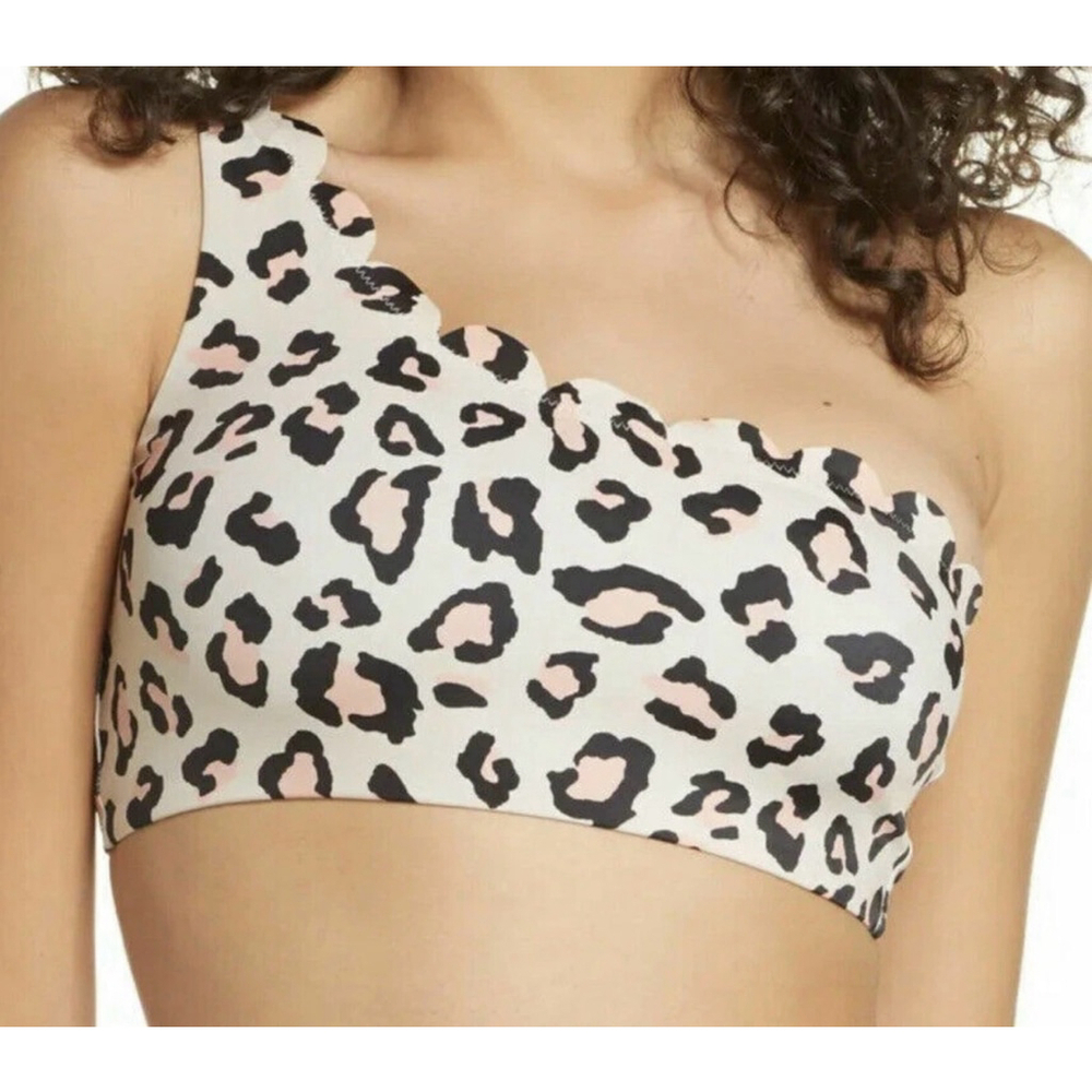 NWT Nordstrom Chelsea One Shoulder Leopard Bikini Top size Large